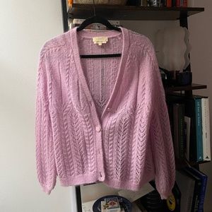 Sezane Lilac Open Knit Cardigan